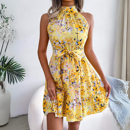 Floral Halter Swing Dress