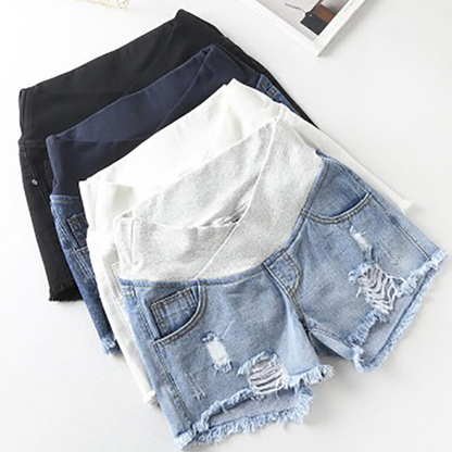 Frayed Maternity Jean Shorts