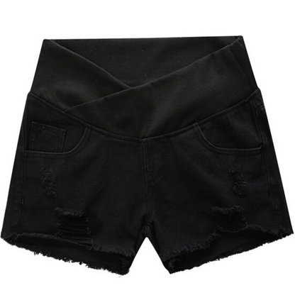 Frayed Maternity Jean Shorts