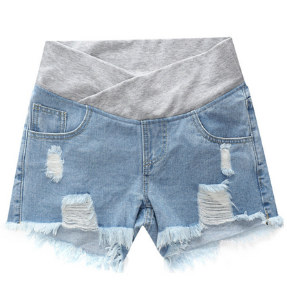 Frayed Maternity Jean Shorts