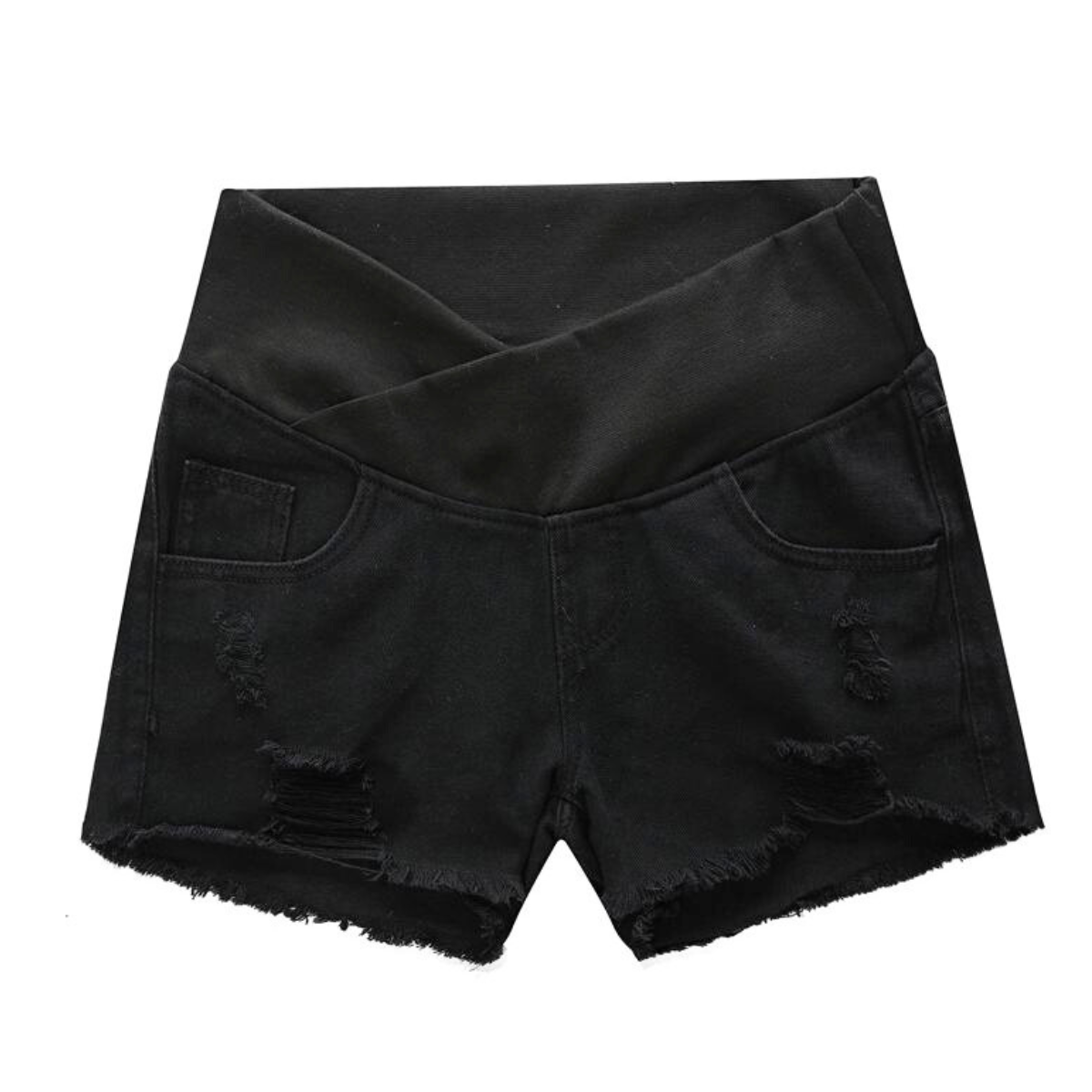 Frayed Maternity Jean Shorts