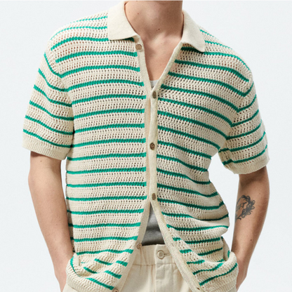 Airy Striped Button-Up Shirt