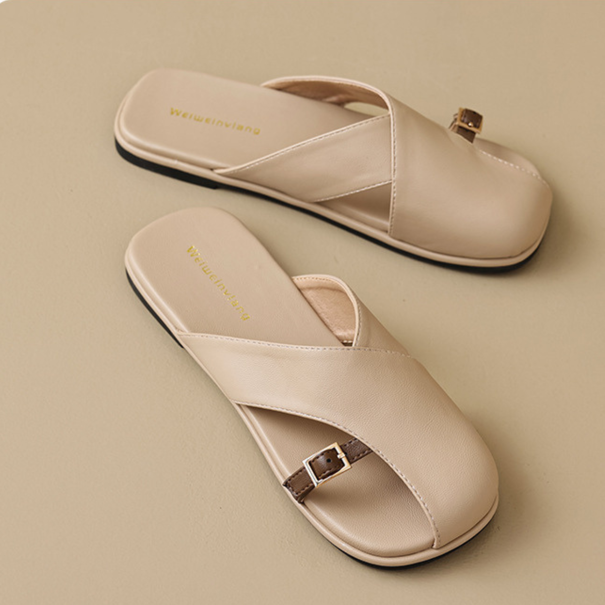 Luxe Crossover Leather Slides