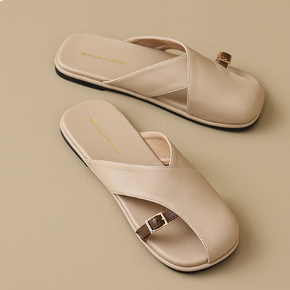 Luxe Crossover Leather Slides