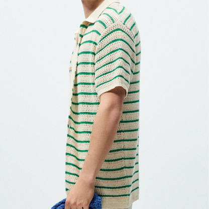 Airy Striped Button-Up Shirt