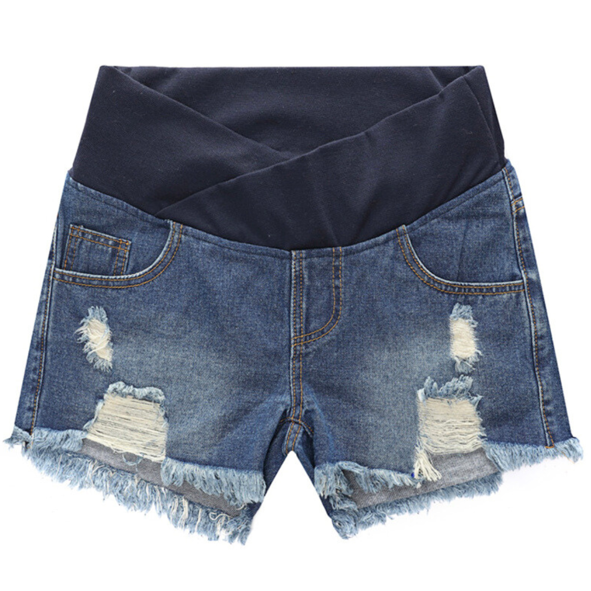 Frayed Maternity Jean Shorts