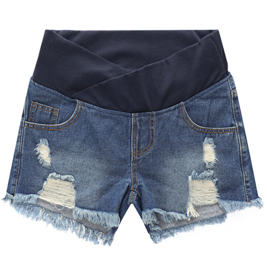 Frayed Maternity Jean Shorts