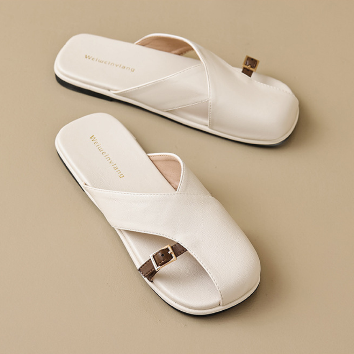 Luxe Crossover Leather Slides