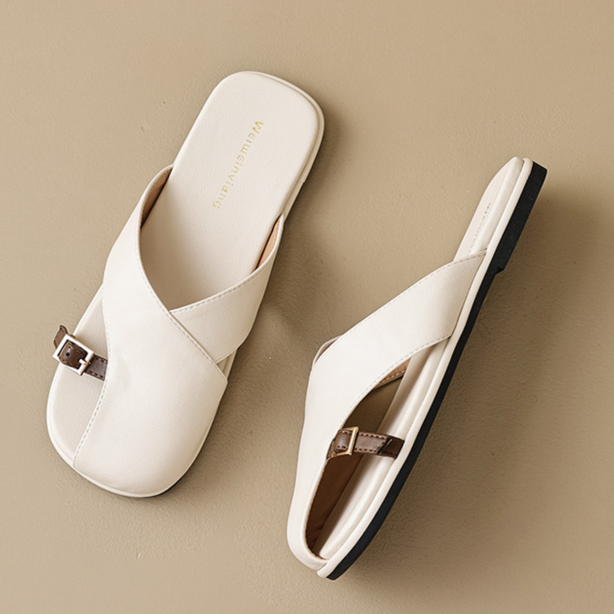 Luxe Crossover Leather Slides