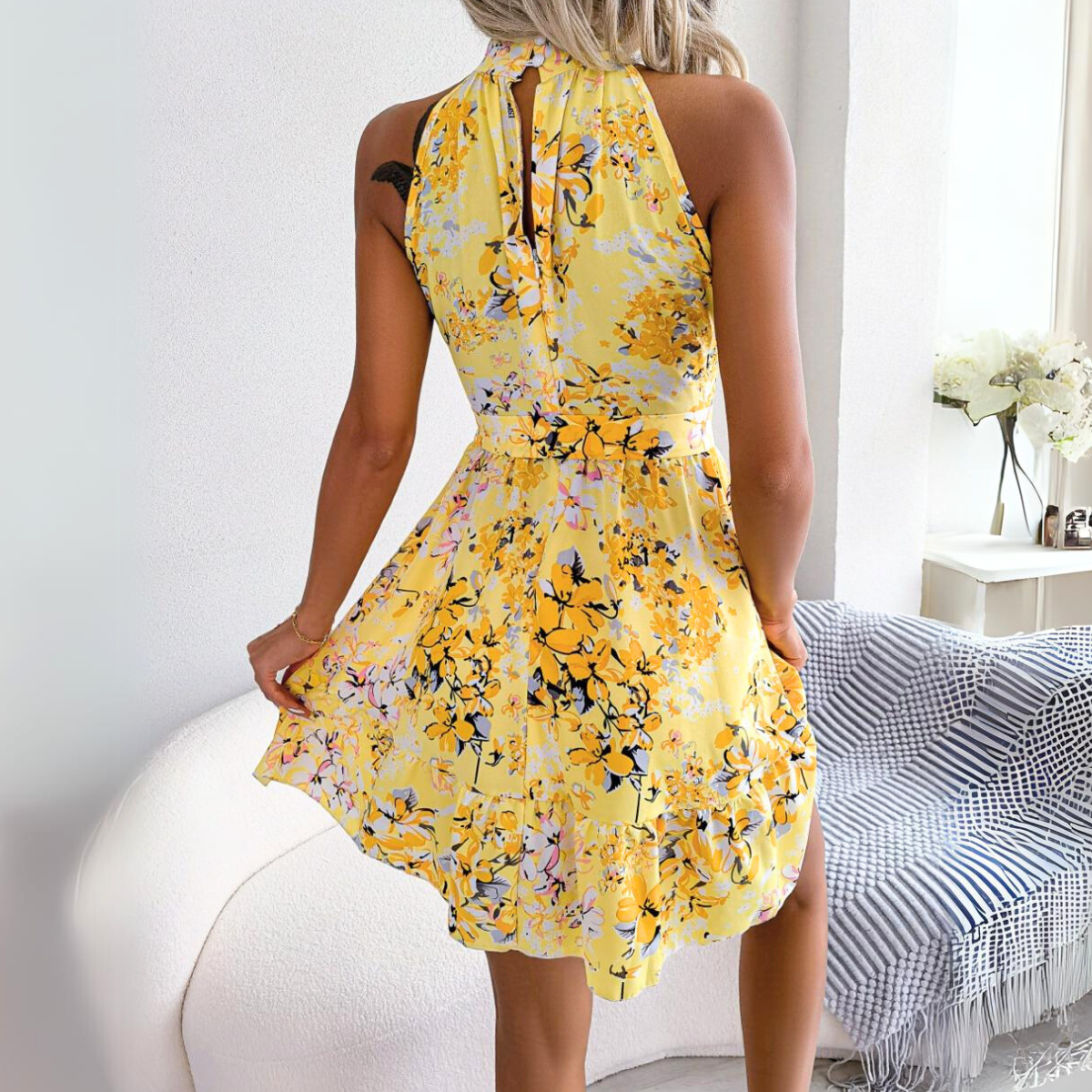 Floral Halter Swing Dress