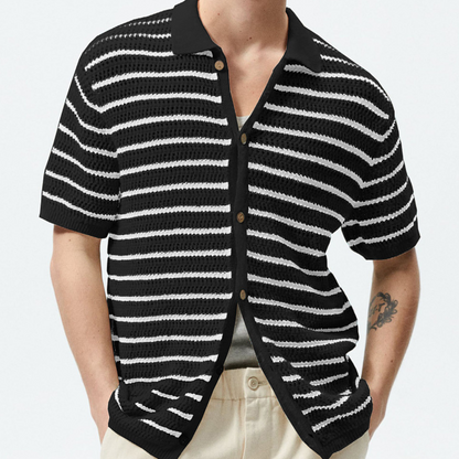 Airy Striped Button-Up Shirt