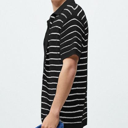 Airy Striped Button-Up Shirt