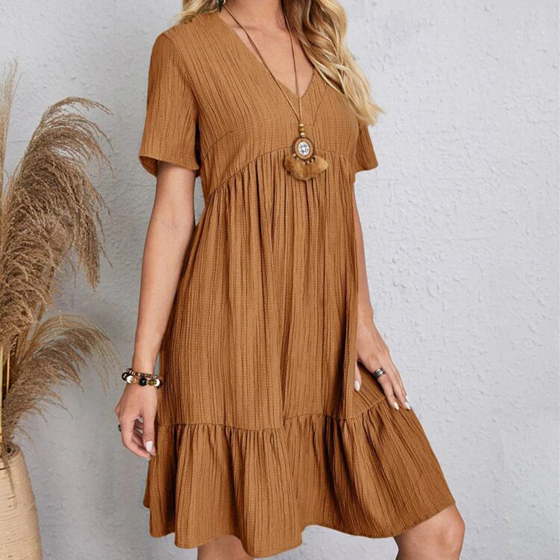 Siena V-Neck Ruffle Dress
