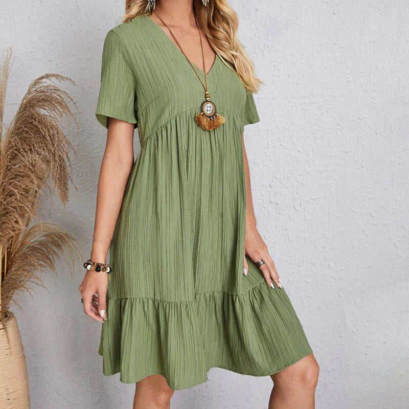 Siena V-Neck Ruffle Dress