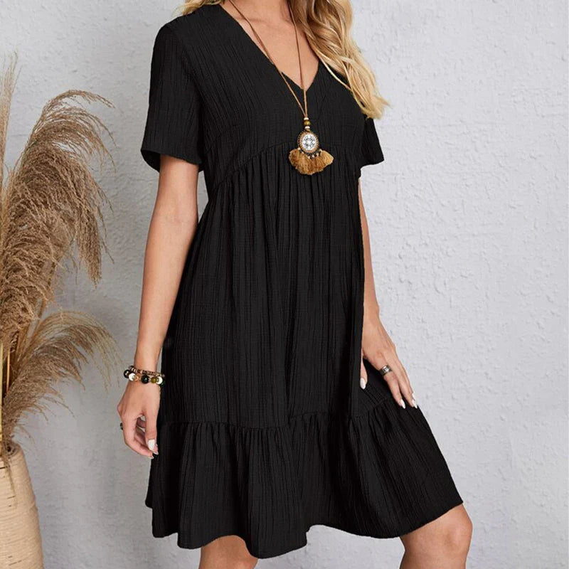 Siena V-Neck Ruffle Dress