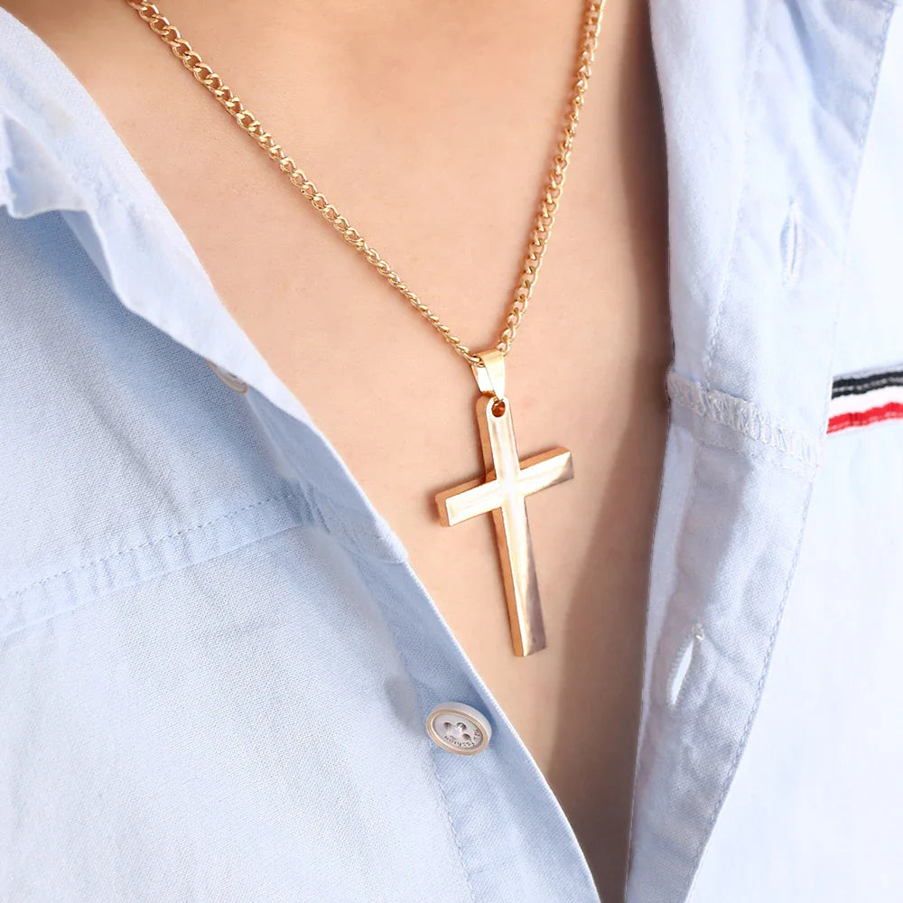 Minimalist Steel Cross Pendant