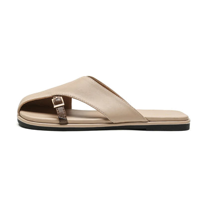 Luxe Crossover Leather Slides