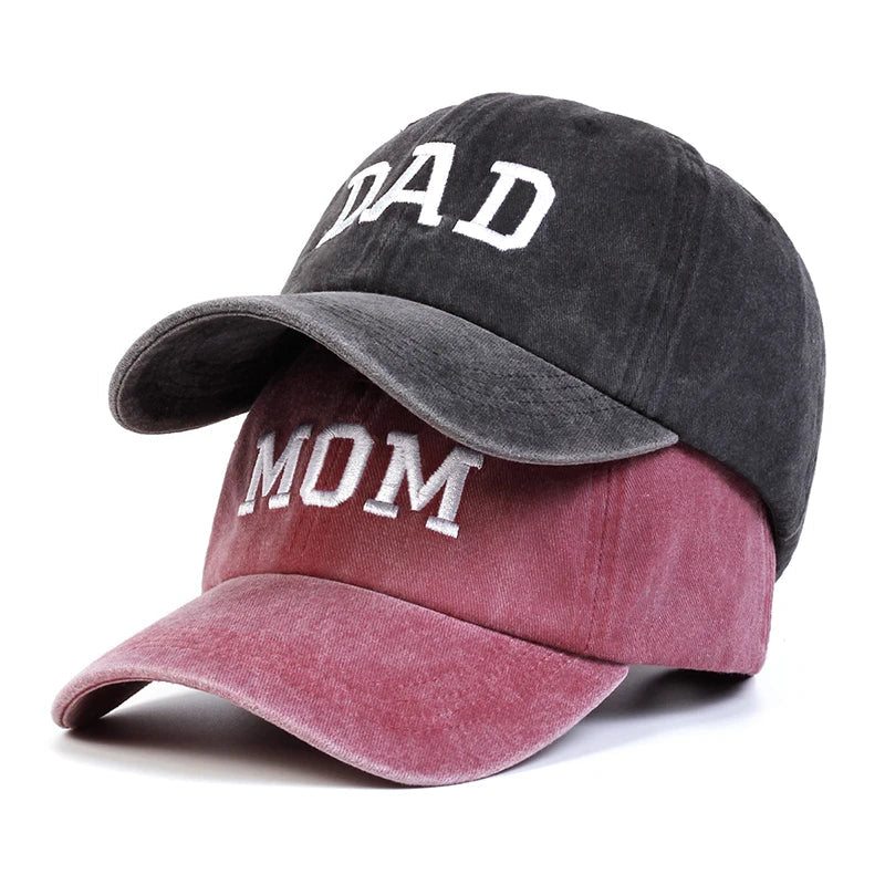 Embroidered 'Mom & Dad' Cap Duo