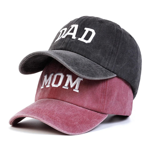 Embroidered 'Mom & Dad' Cap Duo