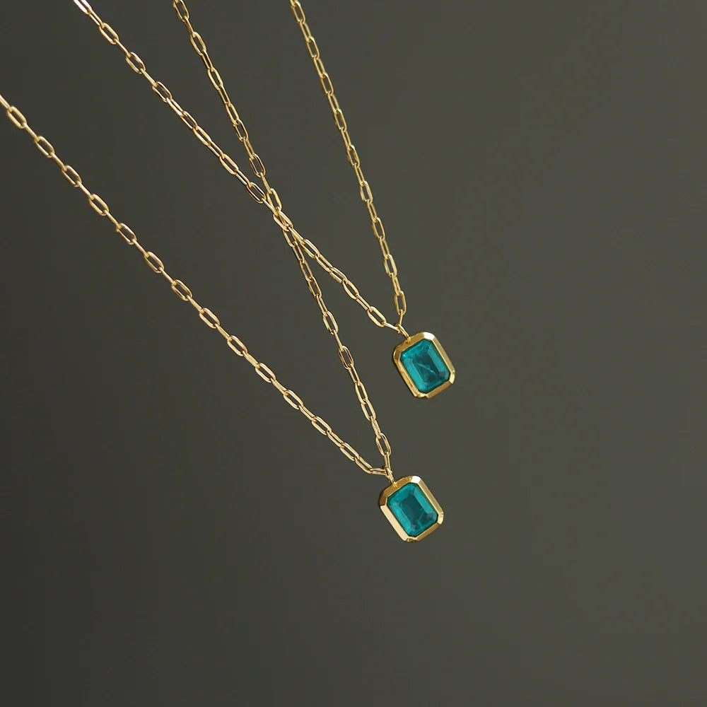 Emerald Zirconia Pendant Necklace