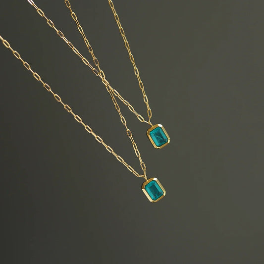 Emerald Zirconia Pendant Necklace