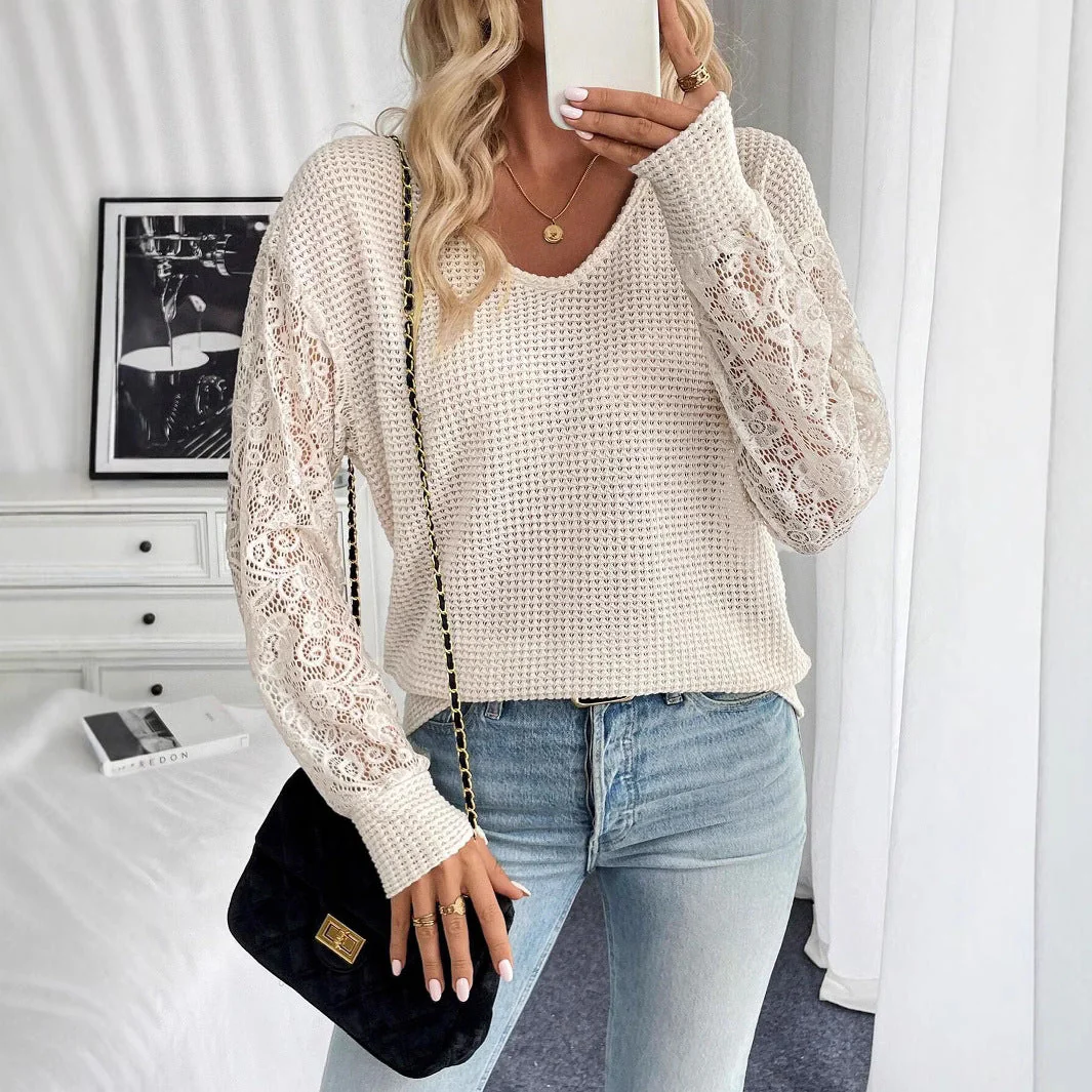 Marbella Lace Sleeve Knit Top