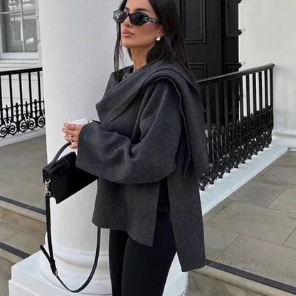 Ravena Wool Cape Sweater